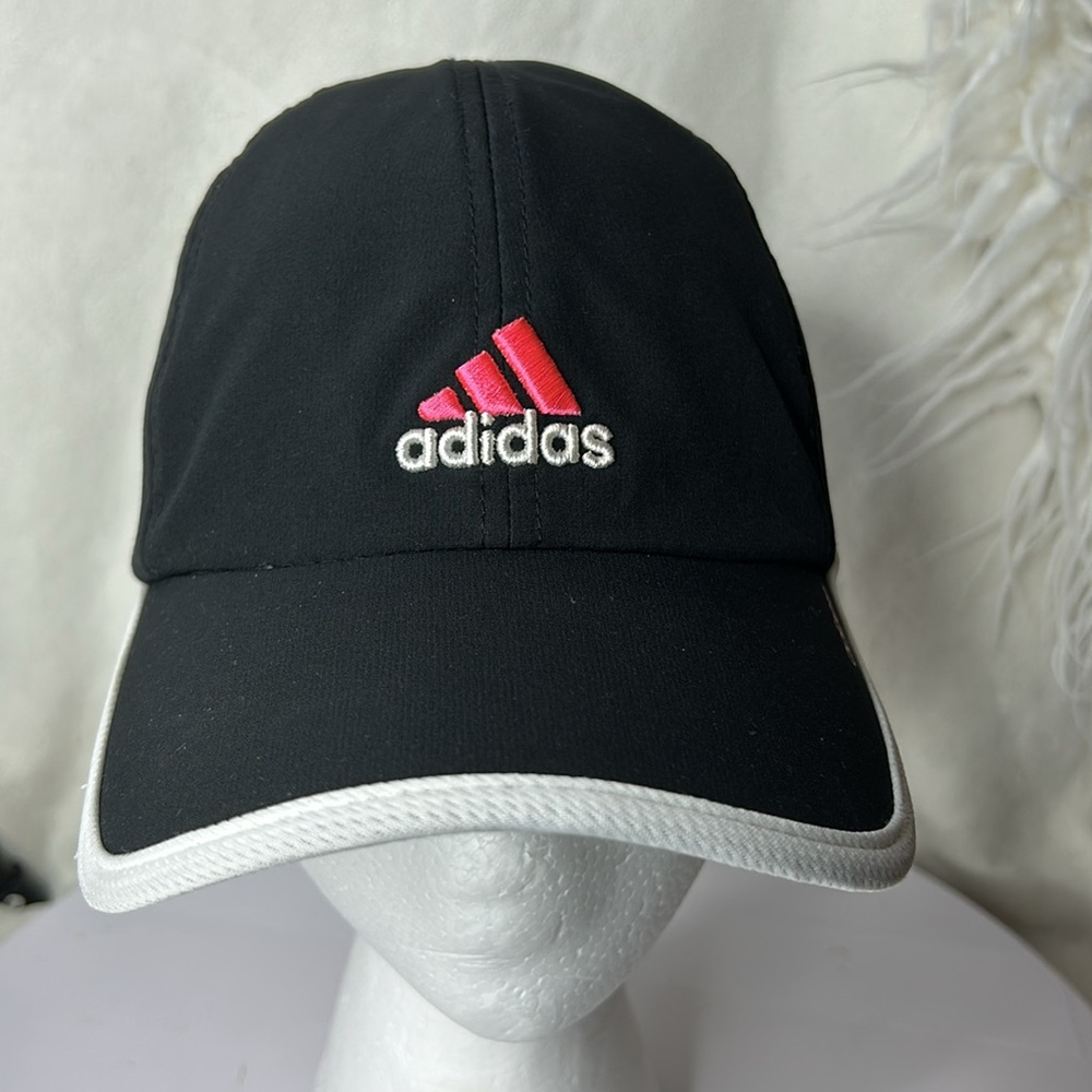 Adidas Adizero Womens Black Pink Strapback Hat Cap Running Tennis Wicking OZ.